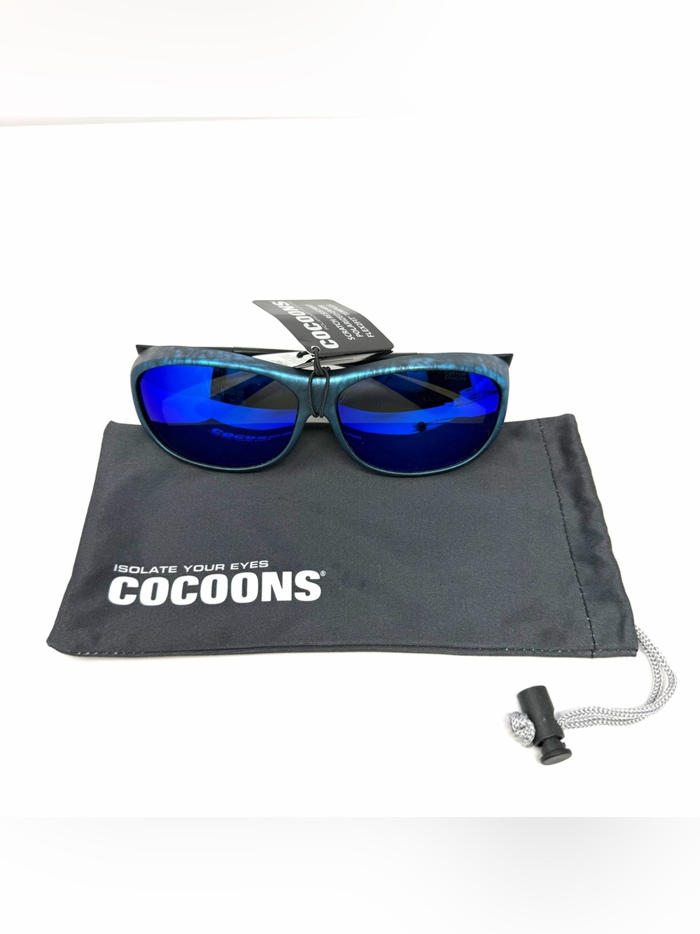 Cocoons Slim Line C4014M Fitover Polarized Sunglasses Ink Blue Mirror Lens NWT